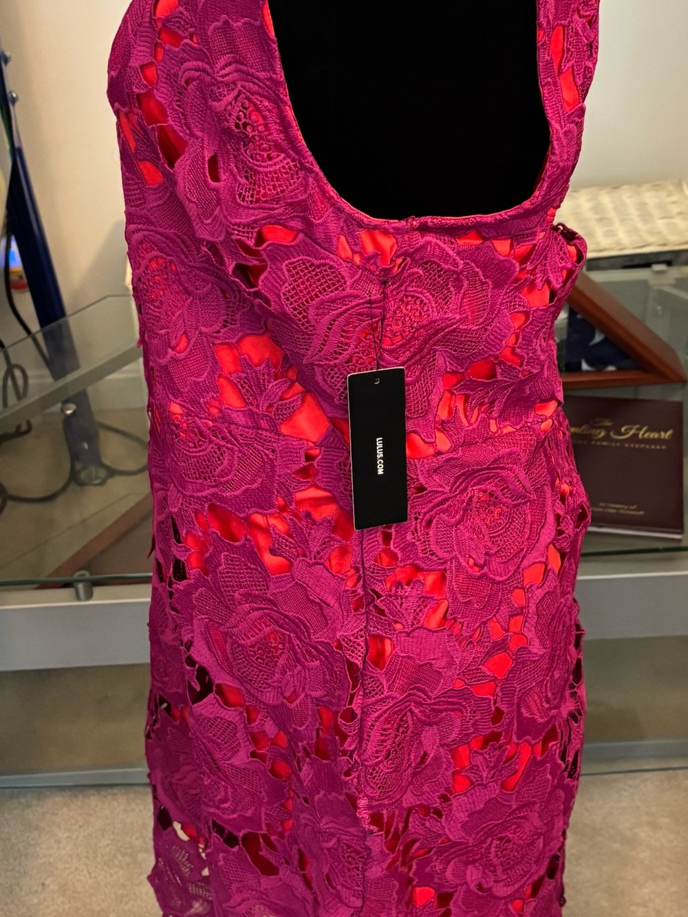 Roses Are Ready Red and Magenta Lace Midi Dress size XL - Picture 4 of 10
